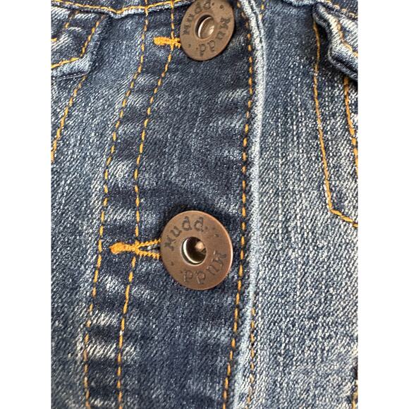 Y2K Mudd Cropped Micro Denim Vest Streetwear Casual Fitted Distressed Blue Jean - Picture 8 of 8